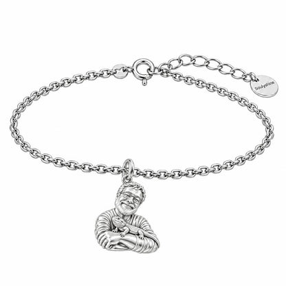 Custom Bearded Dragon Selfie Charm Bracelet Set – silver, front view