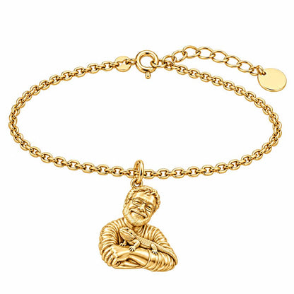 Custom Bearded Dragon Selfie Charm Bracelet Set – 18K gold, front view
