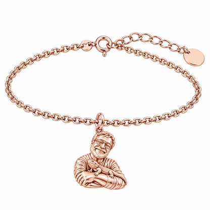 Custom Bearded Dragon Selfie Charm Bracelet Set – rose gold, front view