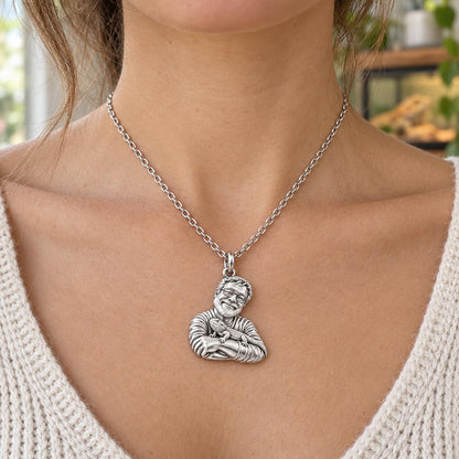 Custom Bearded Dragon Selfie Charm Necklace Set – worn / in use