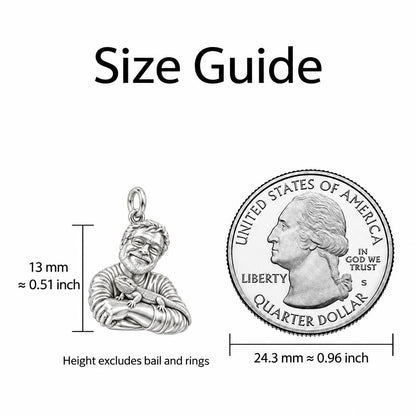 Custom Bearded Dragon Selfie Huggie Charm Earrings – size guide, 13 mm charm next to a quarter