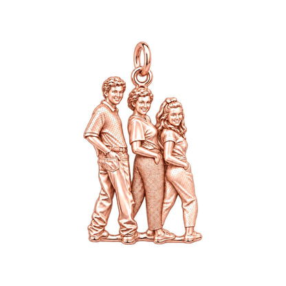 Custom Family Portrait Charm Bracelet – Personalized Mom Gift – rose gold charm, front view