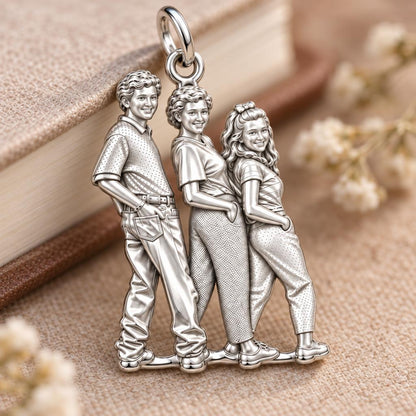 Custom Family Portrait Charm Bracelet – Personalized Mom Gift – macro detail of the charm