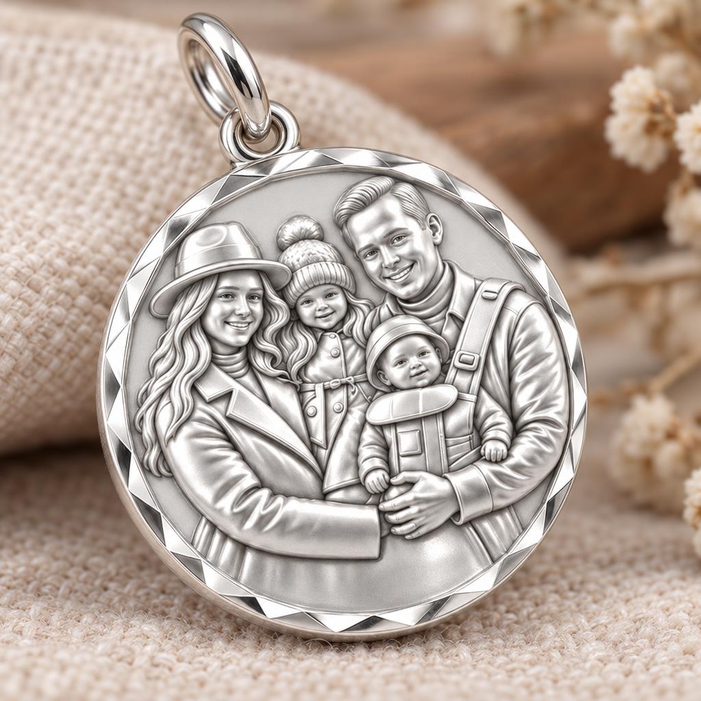 Custom Family Portrait Charm Bracelet – Personalized Mom Gift – macro detail of the charm