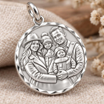 Custom Family Portrait Charm Bracelet – Personalized Mom Gift – macro detail of the charm