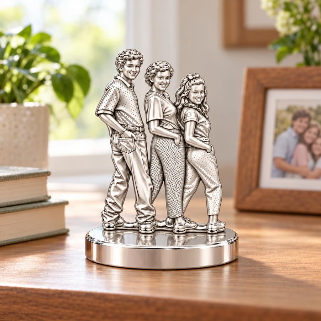 Custom Family Portrait Keepsake Plaque – worn / in use