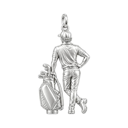 Custom Golfer Charm – Personalized Dad Gift – back of the charm, engraving area