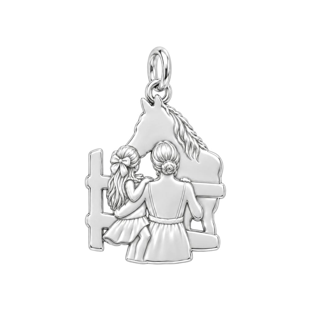 Custom Mother & Daughter Horse Photo Charm – back of the charm, engraving area