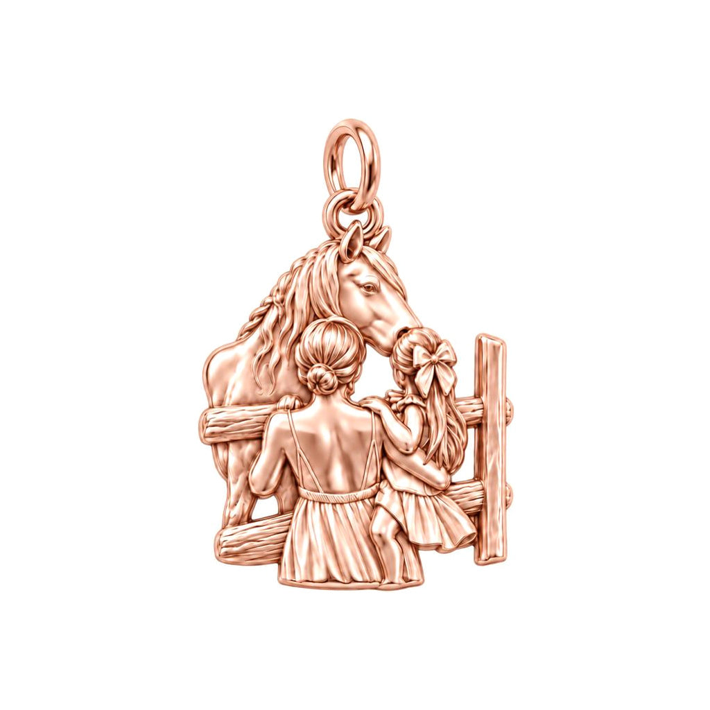 Custom Mother & Daughter Horse Photo Charm – rose gold charm, front view
