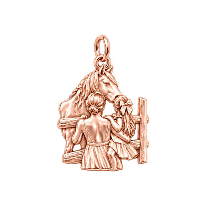 Custom Mother & Daughter Horse Photo Charm – rose gold charm, front view