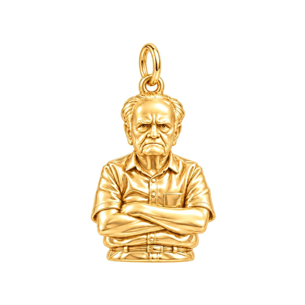 Custom Portrait Bust Charm Bracelet – Personalized Dad Gift – 18K gold charm, front view