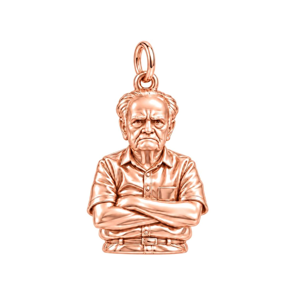 Custom Portrait Bust Charm Bracelet – Personalized Dad Gift – rose gold charm, front view