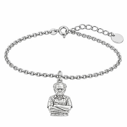Custom Portrait Bust Charm Bracelet Set – silver, front view