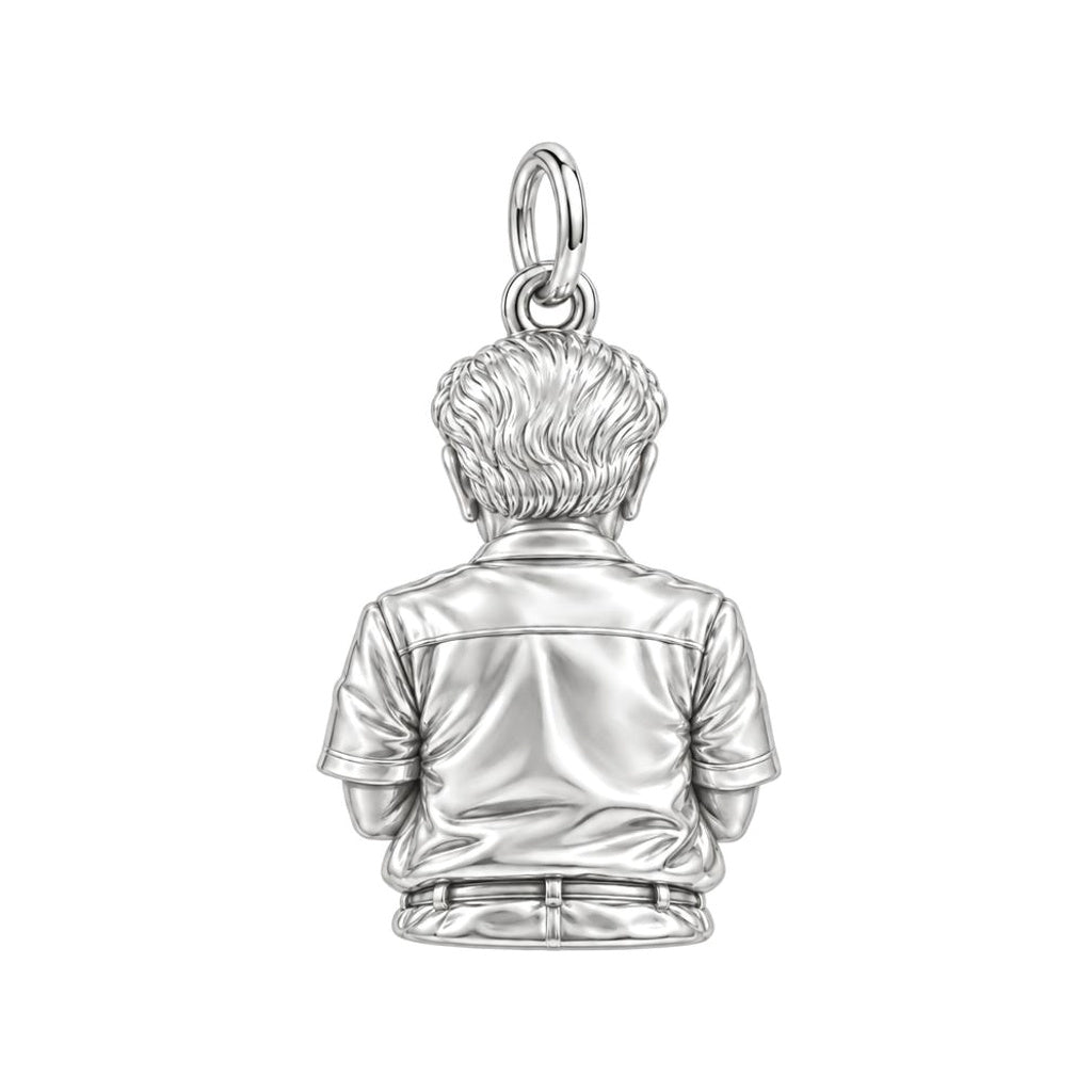Custom Portrait Bust Charm Bracelet Set – back of the charm, engraving area