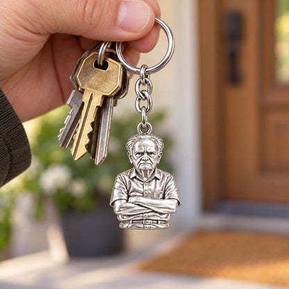 Custom Portrait Bust Charm Keychain – worn / in use
