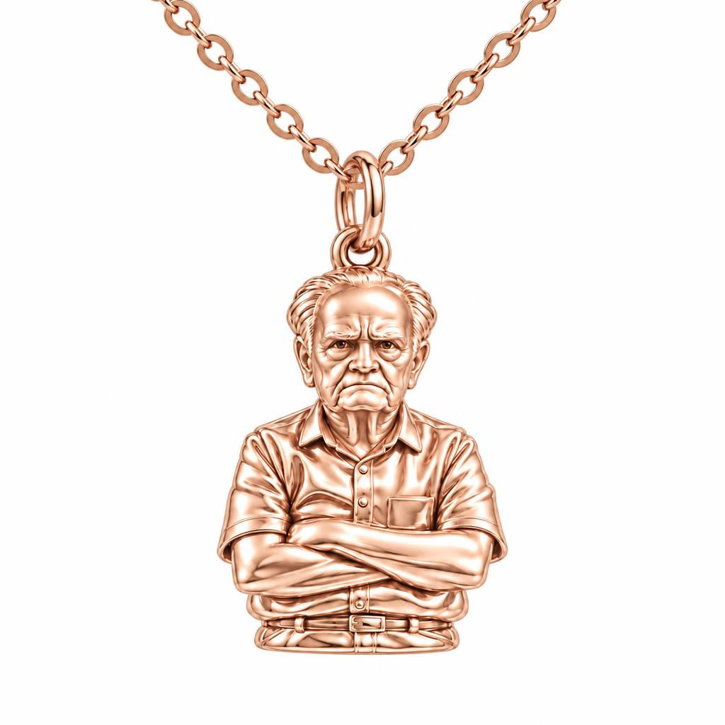 Custom Portrait Bust Charm Necklace Set – rose gold, front view