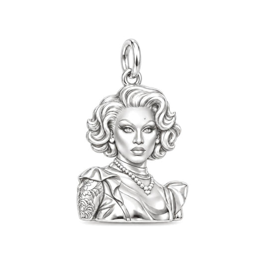 Custom Portrait Icon Charm Bracelet – Personalized Bestie Gift – silver charm, front view