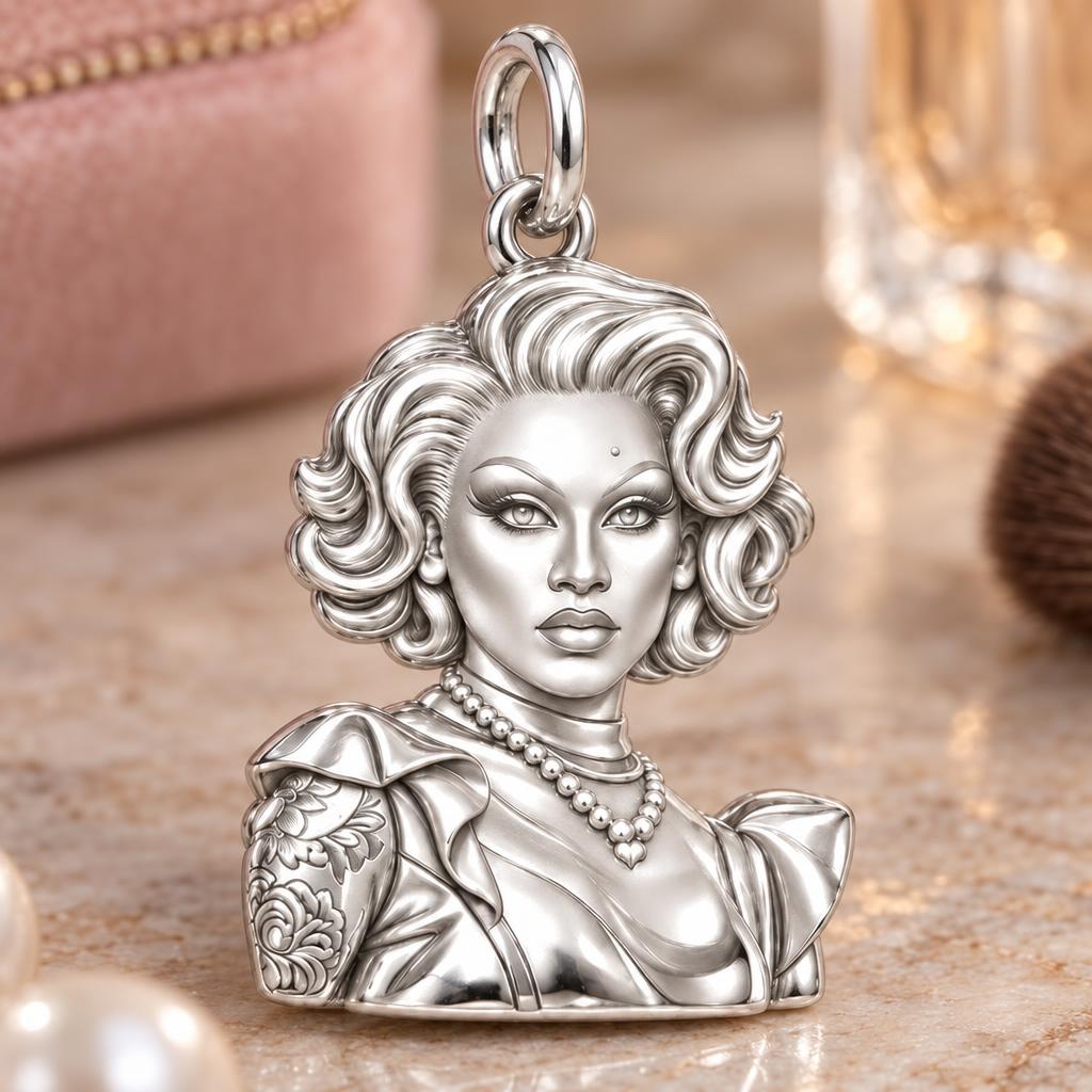 Custom Portrait Icon Charm Bracelet – Personalized Bestie Gift – macro detail of the charm