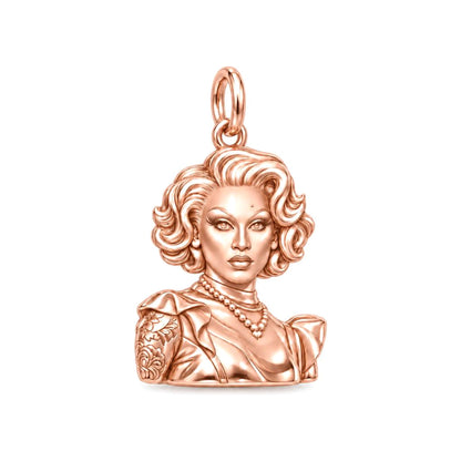 Custom Portrait Icon Charm Bracelet – Personalized Bestie Gift – rose gold charm, front view