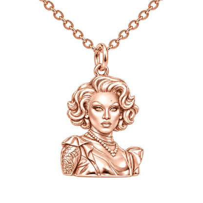 Custom Portrait Icon Charm Necklace Set – rose gold, front view