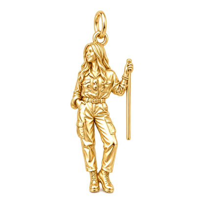 Custom Sculpted Adventurer Charm Bracelet – Personalized Gift – 18K gold charm, front view
