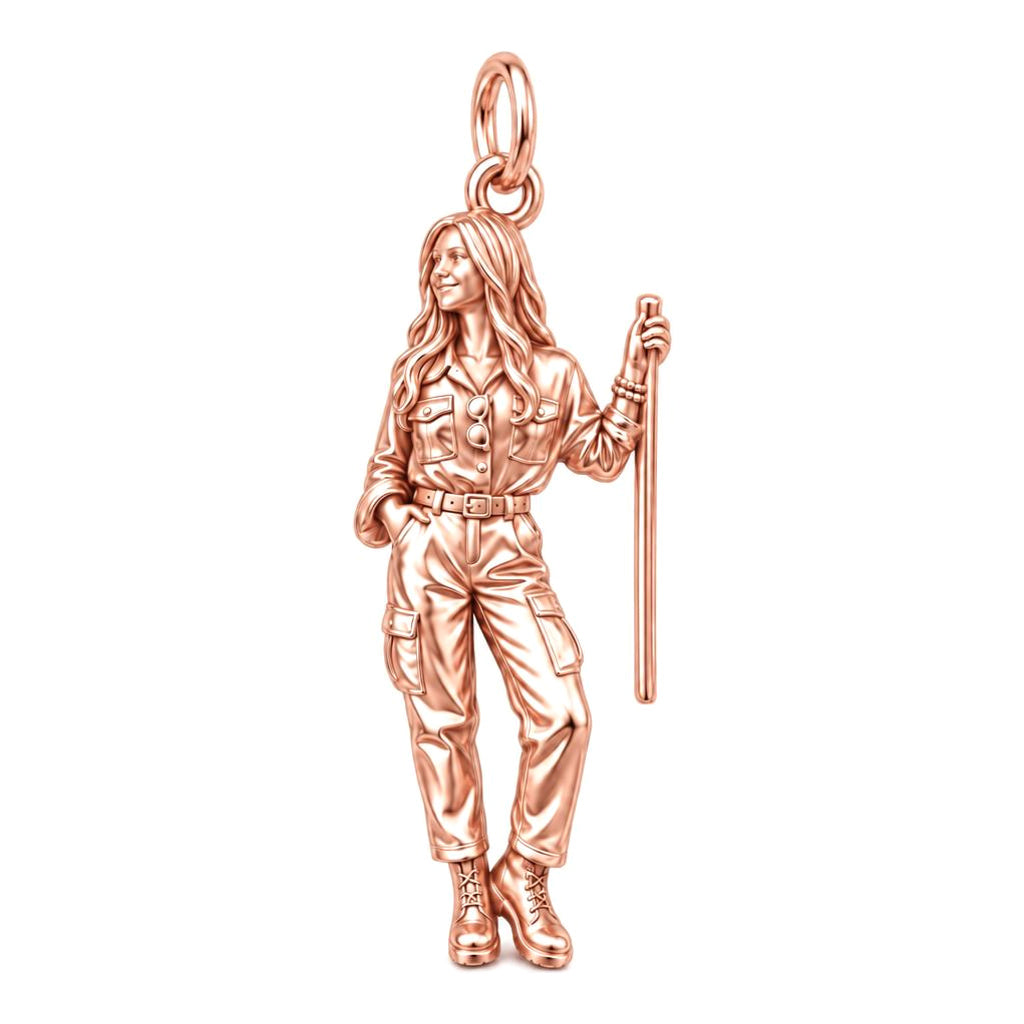 Custom Sculpted Adventurer Charm Bracelet – Personalized Gift – rose gold charm, front view