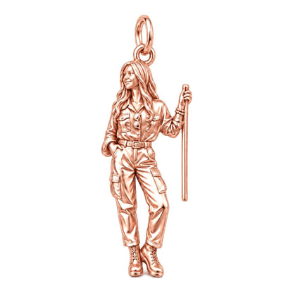 Custom Sculpted Adventurer Charm Bracelet – Personalized Gift – rose gold charm, front view