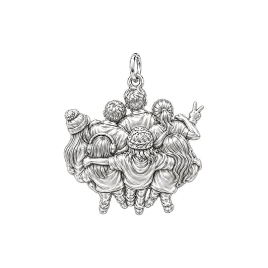 Custom Sculpted Group Portrait Charm Bracelet – Personalized Mom Gift – back of the charm, engraving area