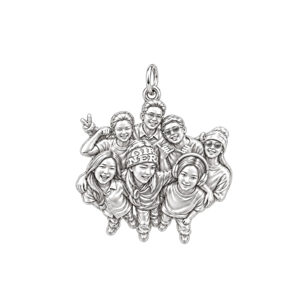 Custom Sculpted Group Portrait Charm Bracelet – Personalized Mom Gift