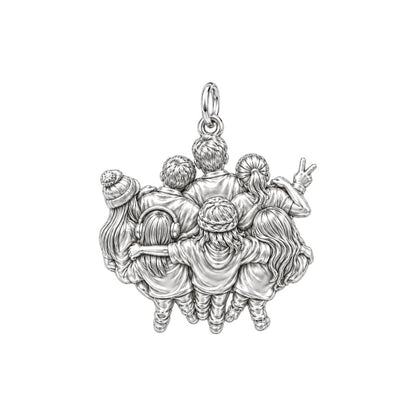 Custom Sculpted Group Portrait Charm Necklace Set – back of the charm, engraving area