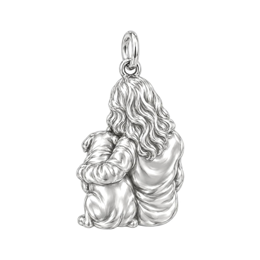 Custom Sculpted Pet Portrait Charm Bracelet Set – back of the charm, engraving area