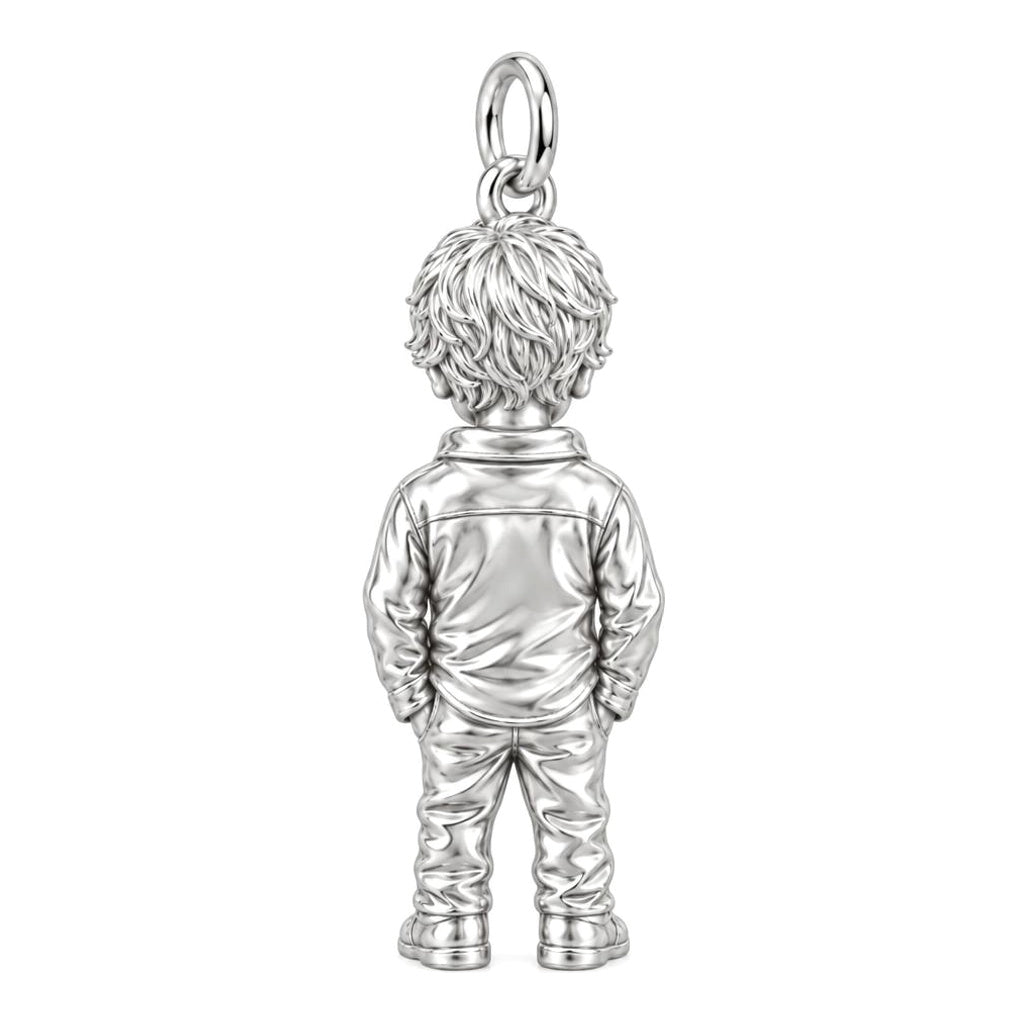 Custom Sculpted Portrait Charm Bracelet – Personalized Mom Gift – back of the charm, engraving area