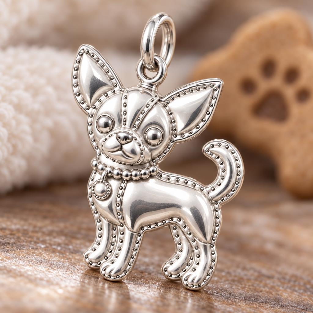 Custom Sculpted Soulmate Charm Bracelet – Personalized Dog Mom Gift – macro detail of the charm