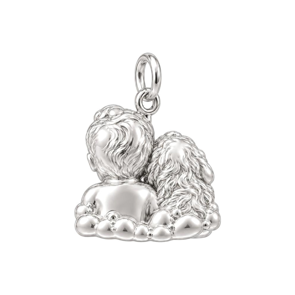 Cute Little Partners Baby & Puppy Charm Bracelet – Personalized Mom Gift – back of the charm, engraving area