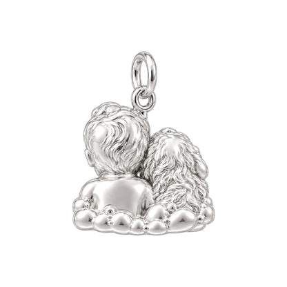 Cute Little Partners Baby & Puppy Charm Bracelet – Personalized Mom Gift – back of the charm, engraving area