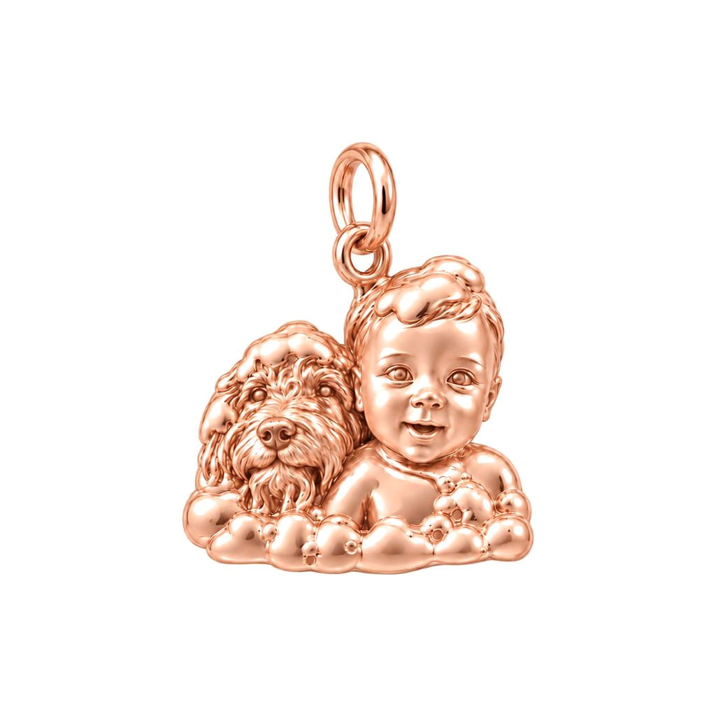 Cute Little Partners Baby & Puppy Charm Bracelet – Personalized Mom Gift – rose gold charm, front view