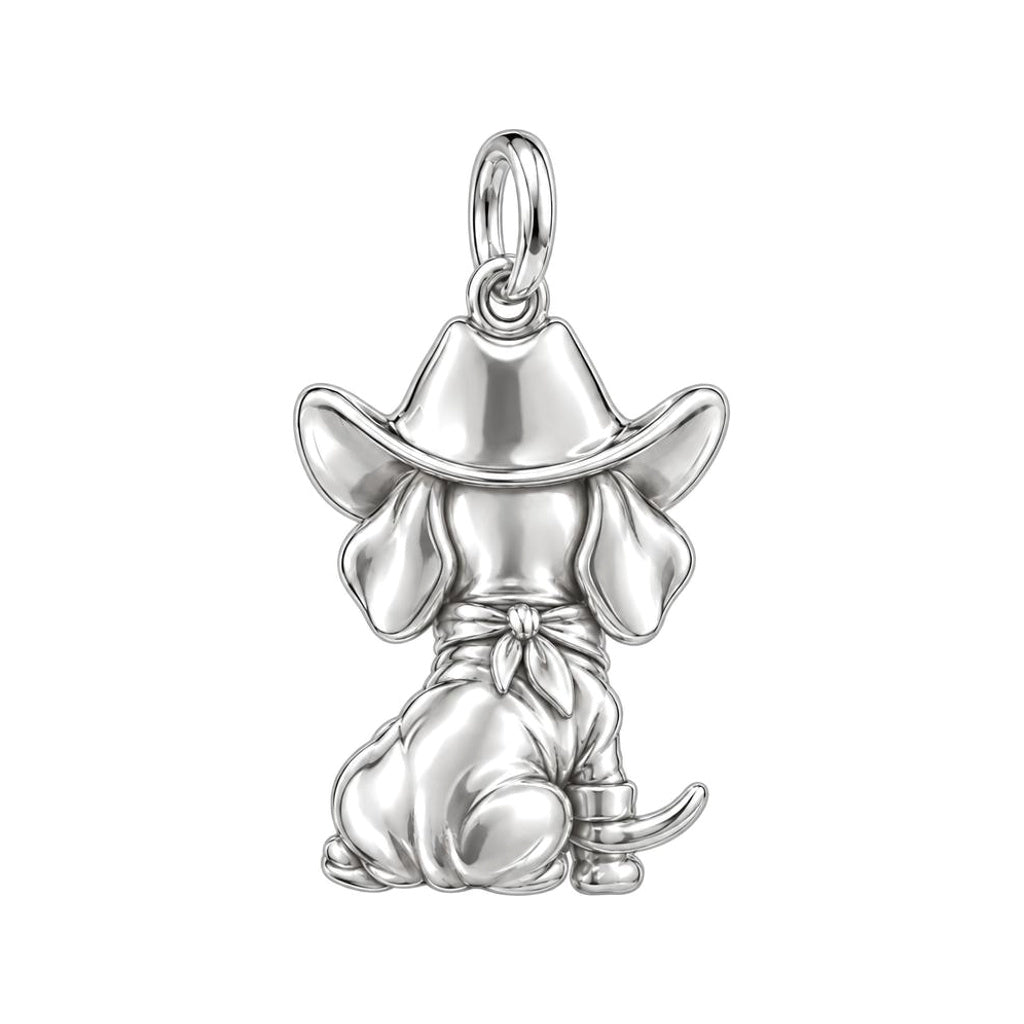 Dachshund Cowboy Charm Necklace Set – back of the charm, engraving area