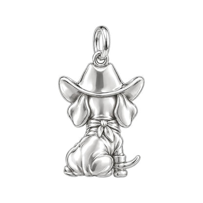 Dachshund Cowboy Charm Necklace Set – back of the charm, engraving area