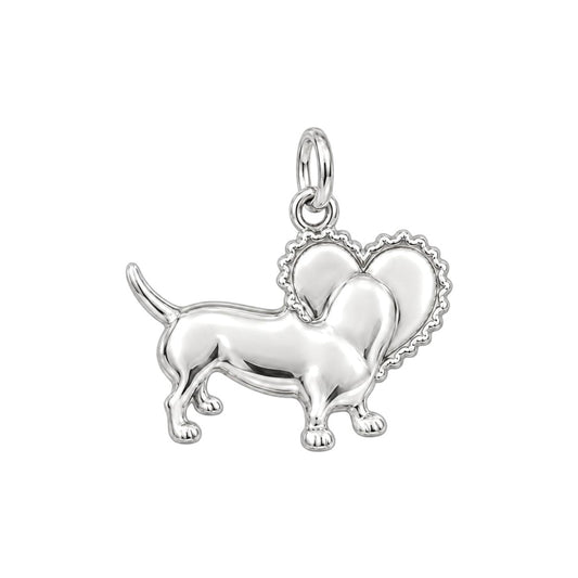 Dachshund Heart Scallop Charm Bracelet – back of the charm, engraving area