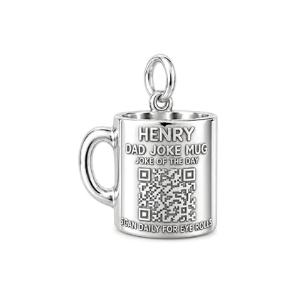 Dad Joke Mug Charm Bracelet – Personalized Dad Gift – silver plated 3 cm charm, front view