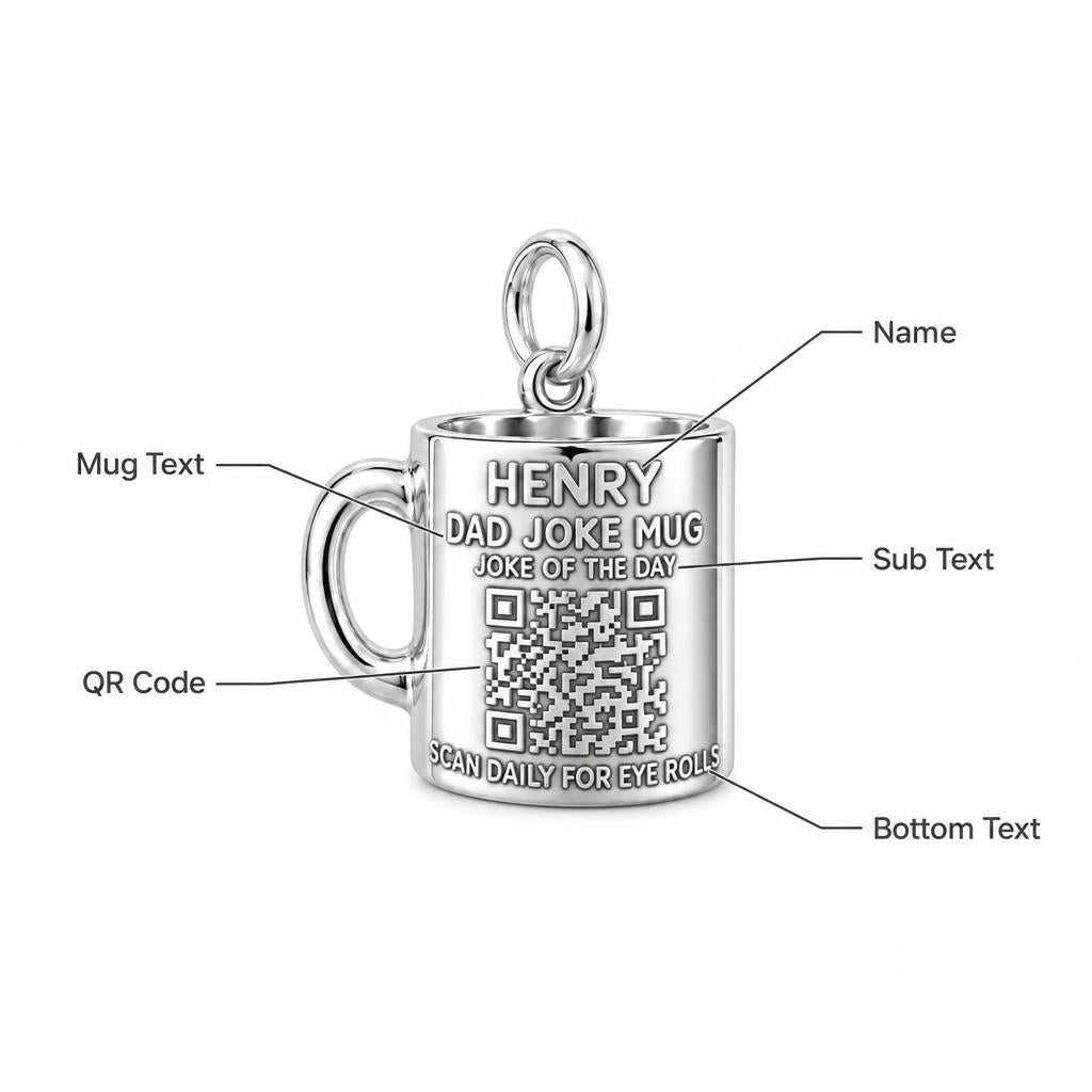 Dad Joke Mug Charm Bracelet – Personalized Dad Gift – personalization guide