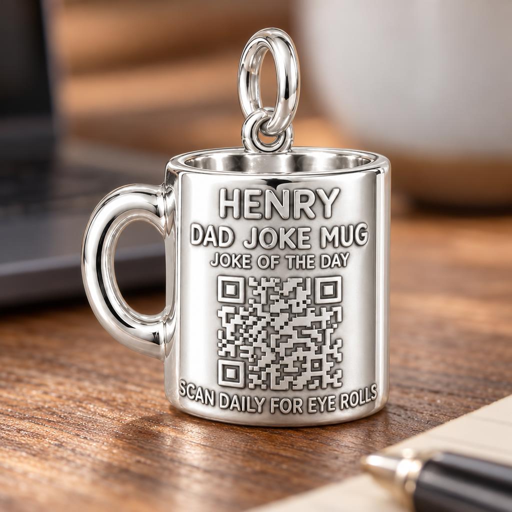 Dad Joke Mug Charm Bracelet – Personalized Dad Gift – macro detail of the charm