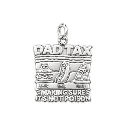 Dad Tax Funny Food Charm Bracelet – Personalized Dad Gift – silver plated 3 cm charm, front view