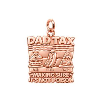 Dad Tax Funny Food Charm Bracelet – Personalized Dad Gift – rose gold 3 cm charm, front view