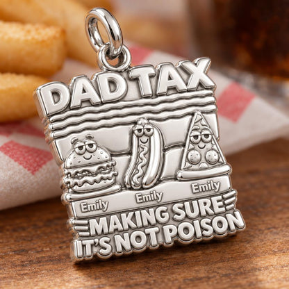 Dad Tax Funny Food Charm Bracelet – Personalized Dad Gift – macro detail of the charm