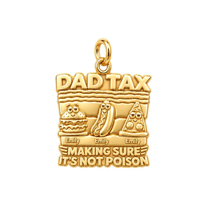 Dad Tax Funny Food Charm Bracelet – Personalized Dad Gift – 18K gold plated 3 cm charm, front view