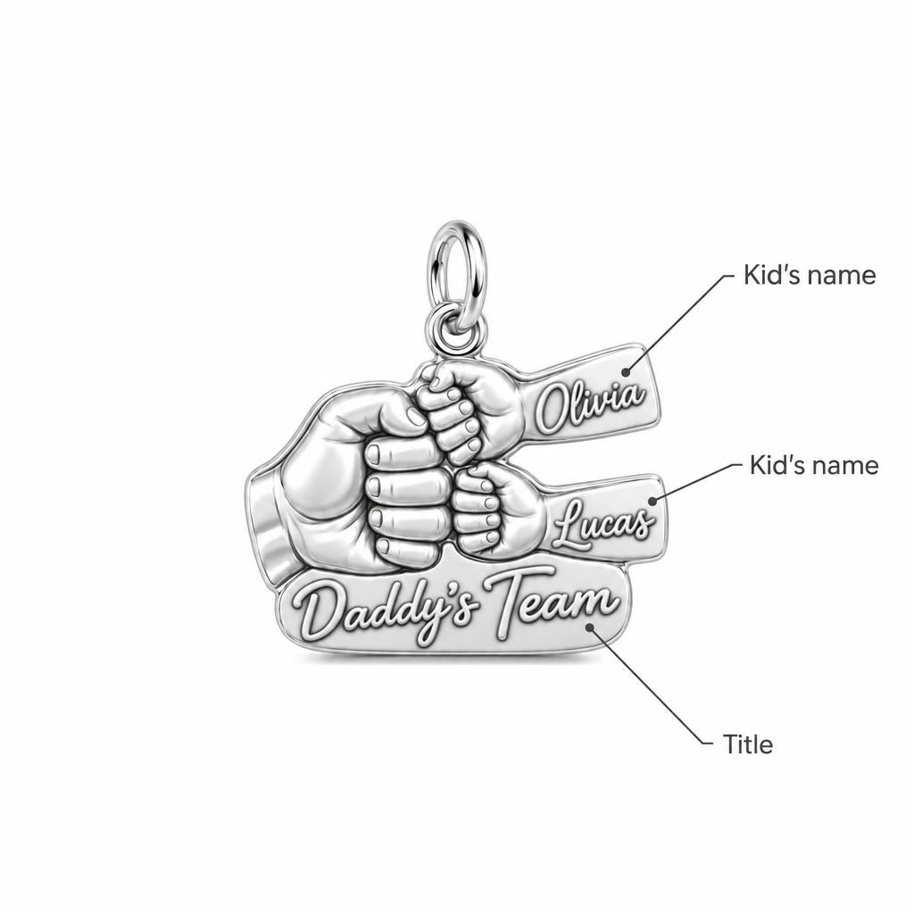 Daddy's Team Fist Bump Charm Bracelet – Personalized Dad Gift – personalization guide