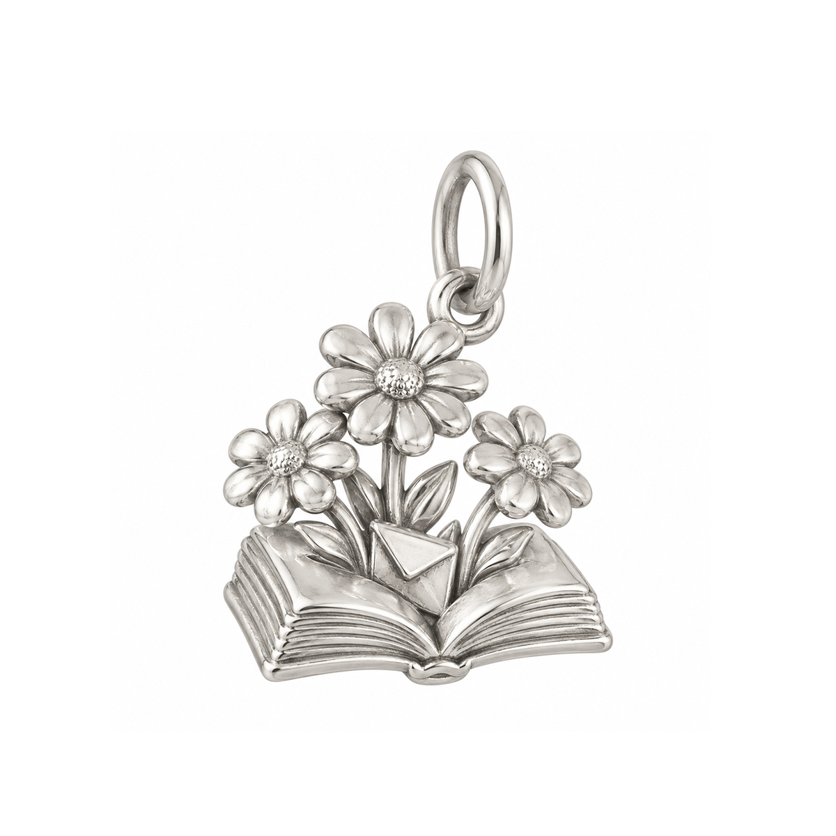 Daisies and Books Charm — Silver — 50-works-silver-20260916-117