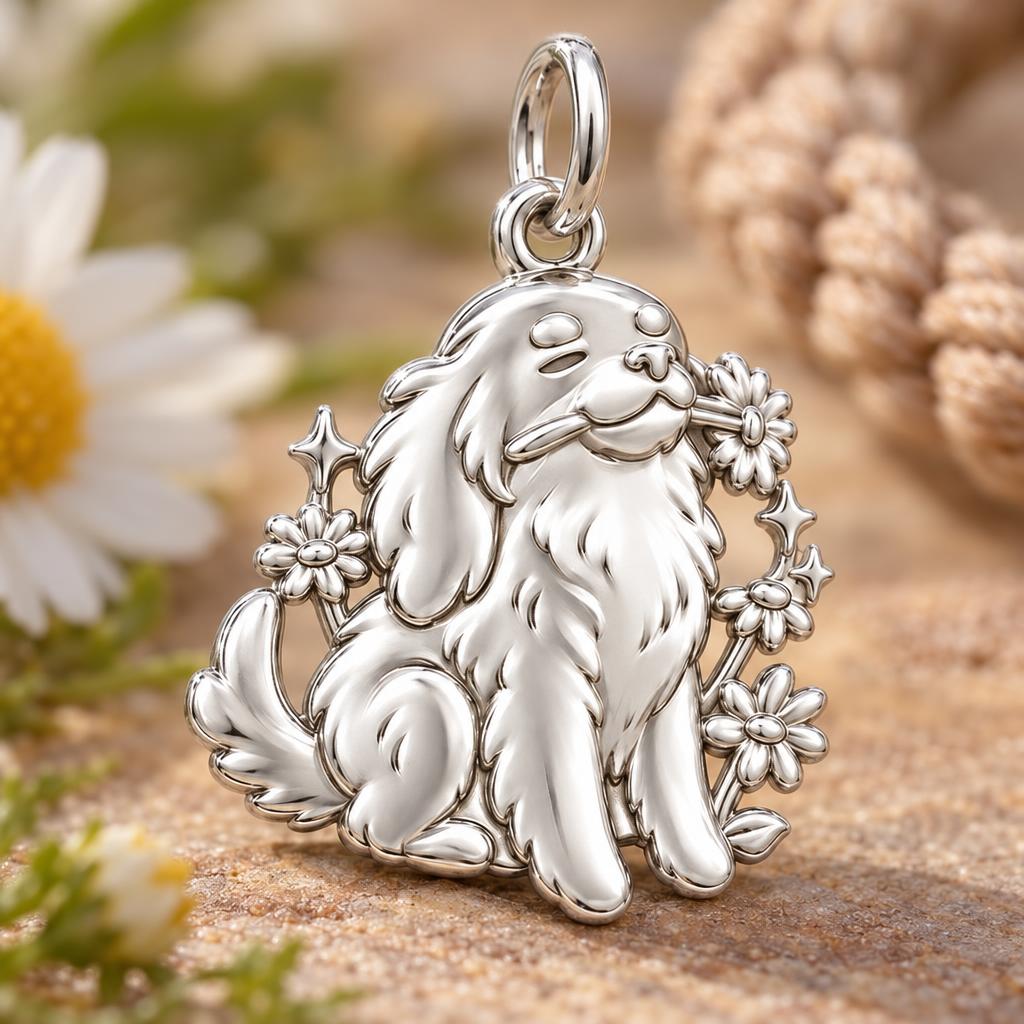 Daisy Field Spaniel Charm and Polyester Cord Bracelet Set