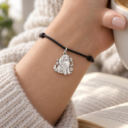 Daisy Field Spaniel Charm and Polyester Cord Bracelet Set
